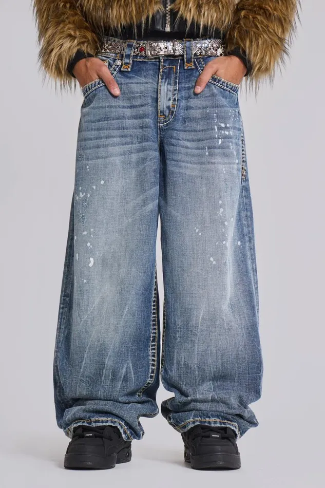 Jaded London Unisex UnisexWomen Rock Revival Axel Colossus Jeans Blue