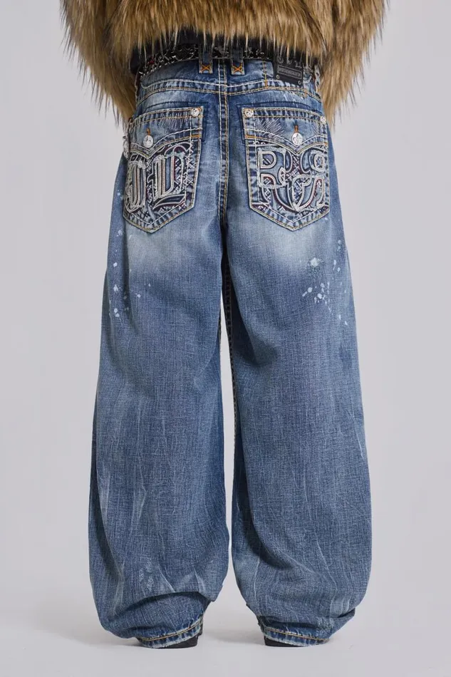 Jaded London Unisex UnisexWomen Rock Revival Axel Colossus Jeans Blue
