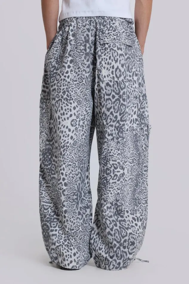 Jaded London Unisex UnisexWomen Snow Leopard Parachute Pants Grey