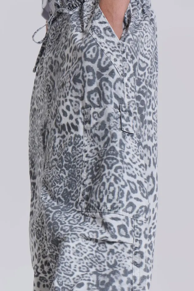 Jaded London Unisex UnisexWomen Snow Leopard Parachute Pants Grey