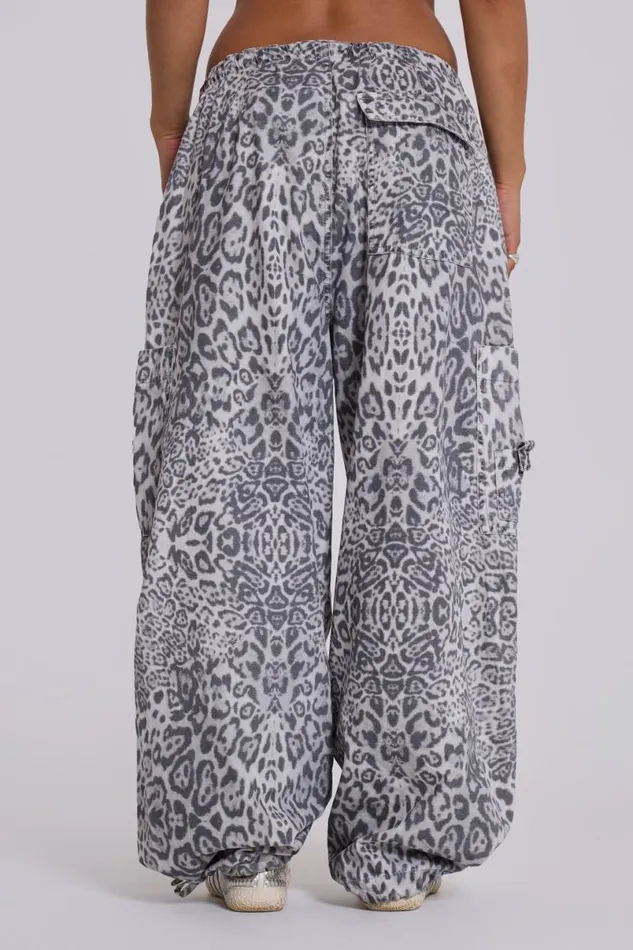 Jaded London Unisex UnisexWomen Snow Leopard Parachute Pants Grey