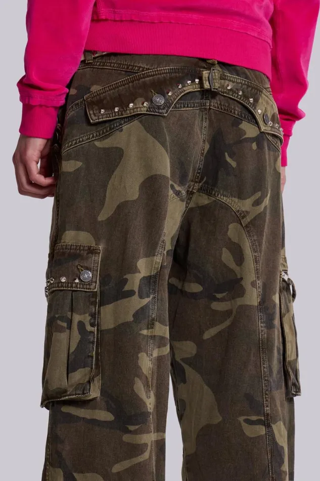 Jaded London Unisex UnisexWomen Trooper Camo Cargo Pant Khaki