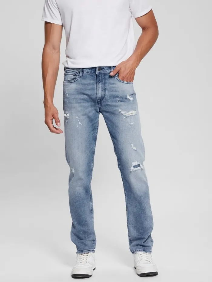 Jeans and Denim GUESS Men Eco RipandRepair Tapered Jeans Jet Stream