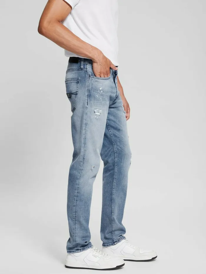 Jeans and Denim GUESS Men Eco RipandRepair Tapered Jeans Jet Stream Jeans and Denim GUESS Men Eco RipandRepair Tapered Jeans Jet Stream
