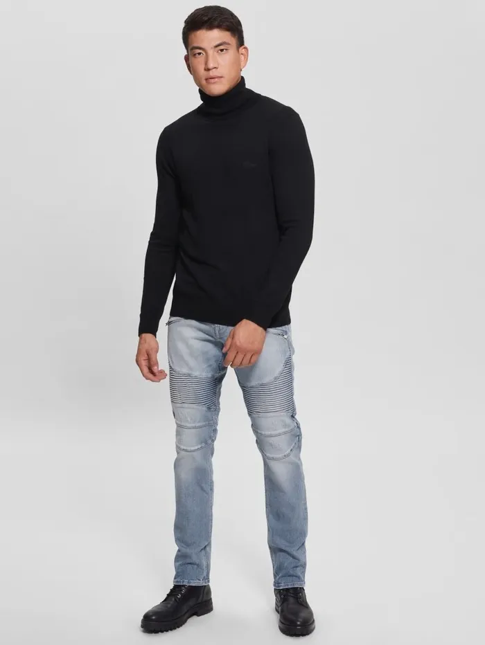 Jeans and Denim GUESS Men Tapered Pintuck Moto Jeans Bright Sky Jeans and Denim GUESS Men Tapered Pintuck Moto Jeans Bright Sky