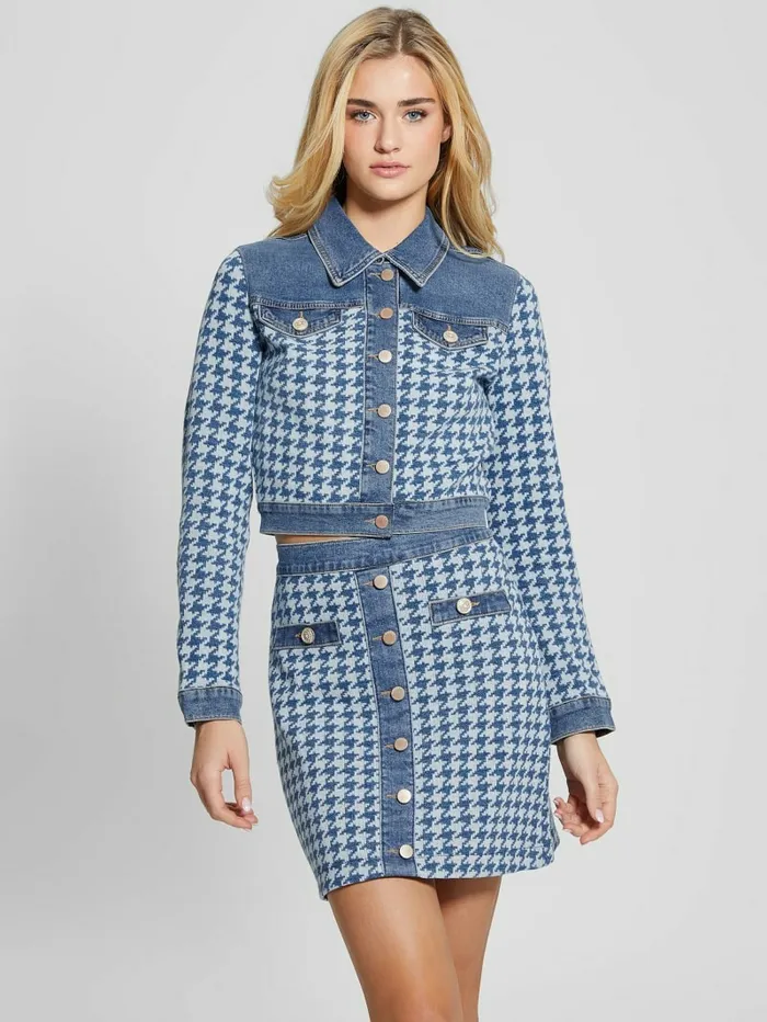 Jeans and Denim GUESS Women Tweed Crop Jacket Pan Wash Jeans and Denim GUESS Women Tweed Crop Jacket Pan Wash