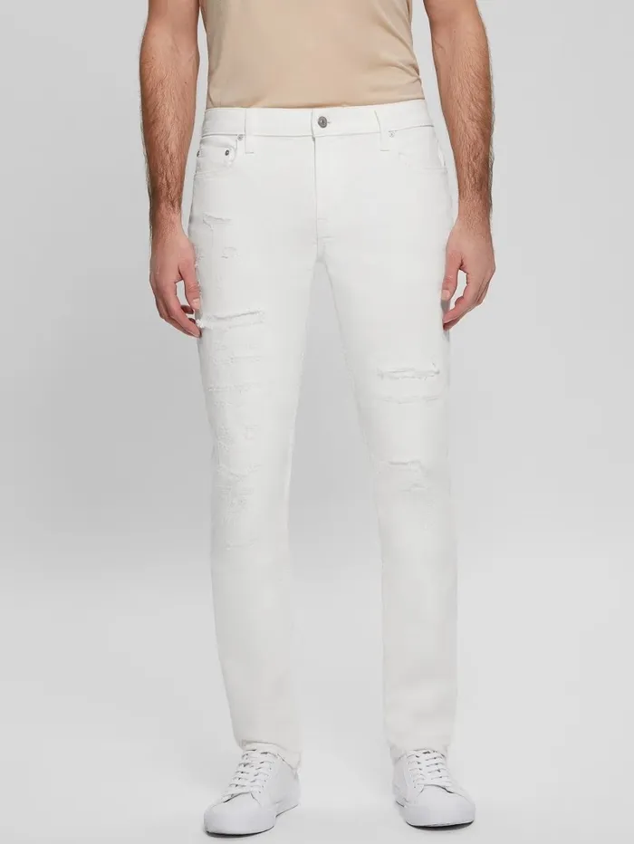 Jeans and Denim Men GUESS Eco Destroyed Tapered Jeans Rinsed Natural Destroy