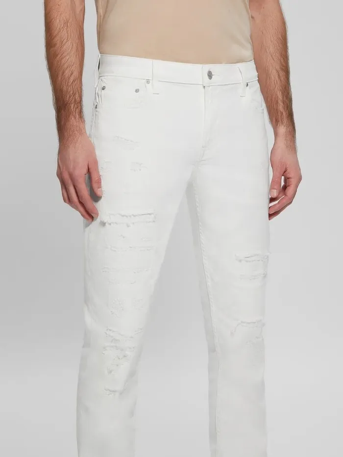 Jeans and Denim Men GUESS Eco Destroyed Tapered Jeans Rinsed Natural Destroy