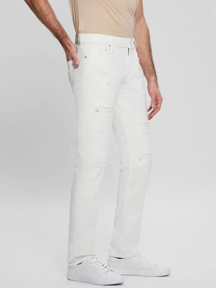 Jeans and Denim Men GUESS Eco Destroyed Tapered Jeans Rinsed Natural Destroy