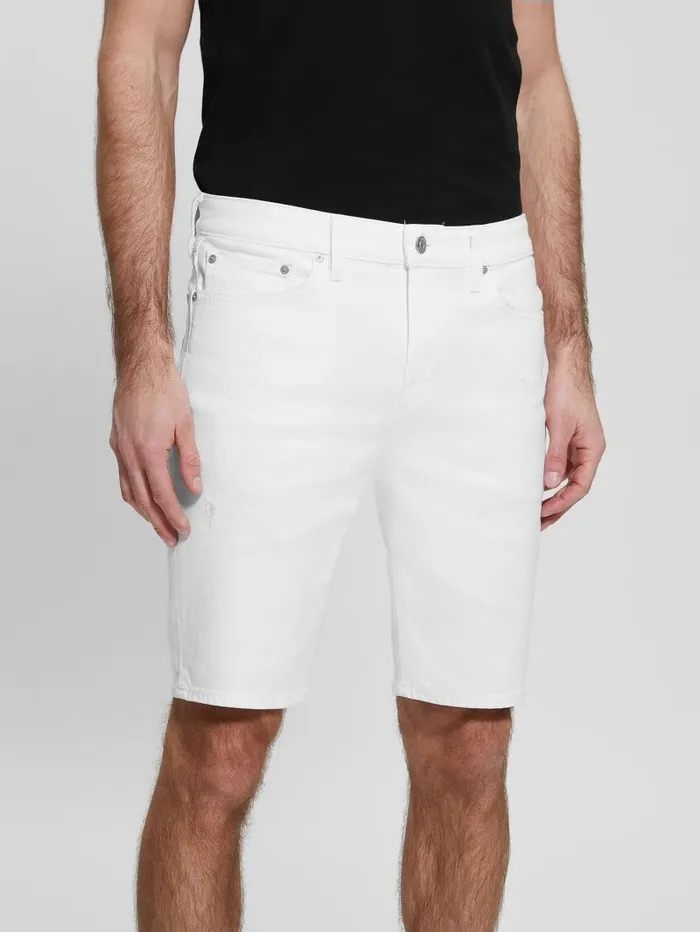 Jeans and Denim Slim Destroyed Denim Shorts Optic White Destroy 8211 GUESS Men Jeans and Denim Slim Destroyed Denim Shorts Optic White Destroy 8211 GUESS Men
