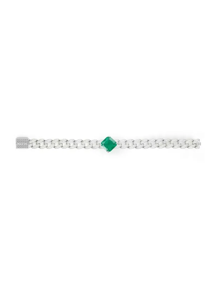 Jewelry GUESS Women Emerald and RhodiumPlated Pav Curb Bracelet SilverGold Jewelry GUESS Women Emerald and RhodiumPlated Pav Curb Bracelet SilverGold