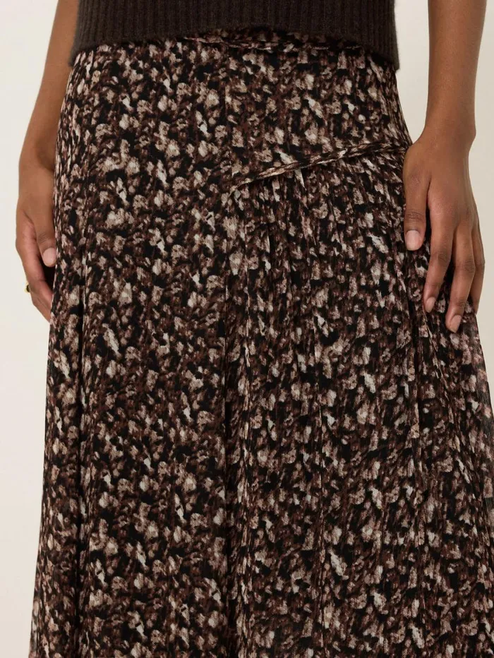 Jigsaw Abstract Leopard Midi Skirt Brown Women Skirts