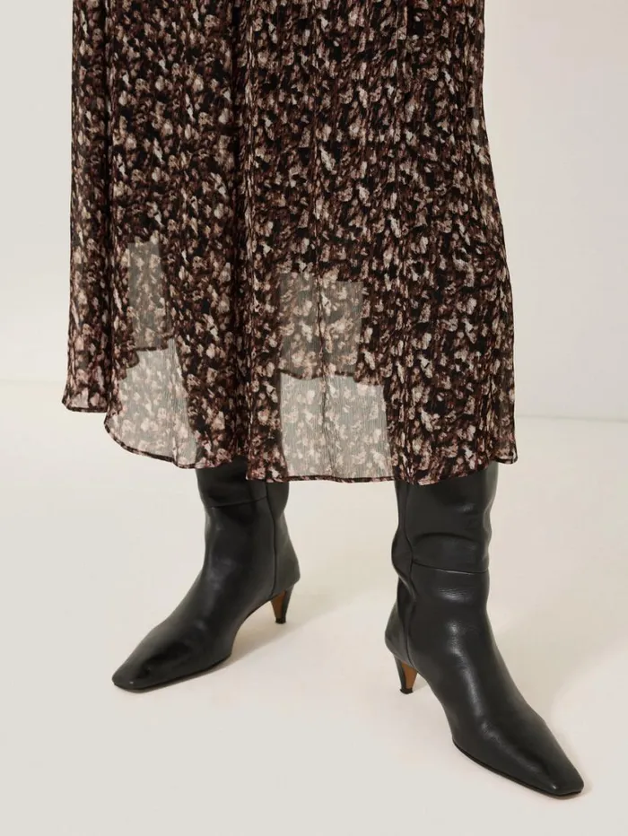 Jigsaw Abstract Leopard Midi Skirt Brown Women Skirts