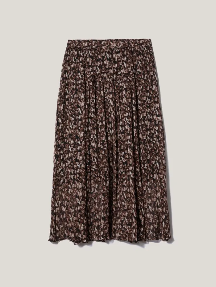 Jigsaw Abstract Leopard Midi Skirt Brown Women Skirts