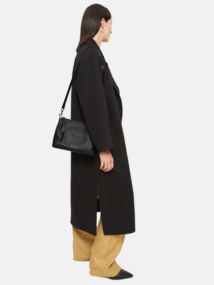 Jigsaw Ava Pebble Leather Crossbody Black Women Bags