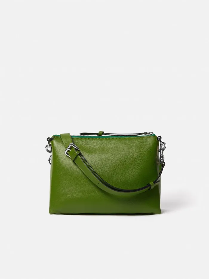 Jigsaw Ava Pebble Leather Crossbody Green Women Bags