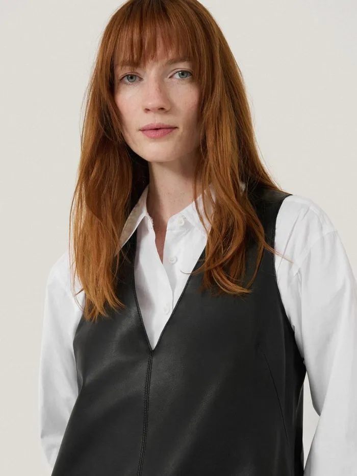 Jigsaw Bleeker Leather Applique Dress Black Women Leather
