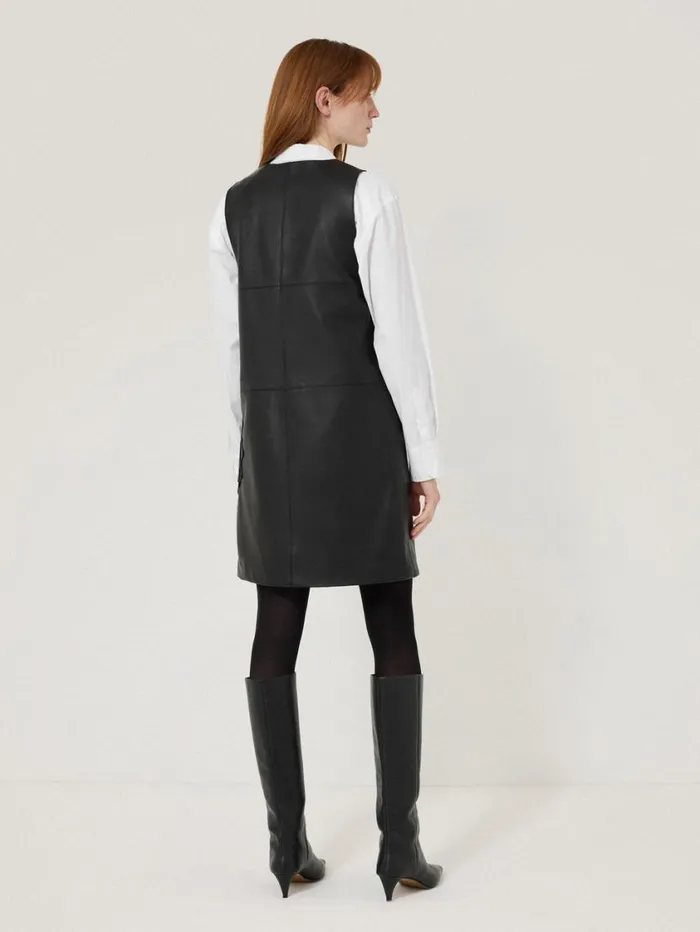 Jigsaw Bleeker Leather Applique Dress Black Women Leather
