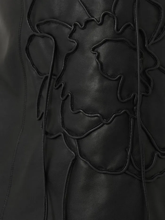 Jigsaw Bleeker Leather Applique Dress Black Women Leather