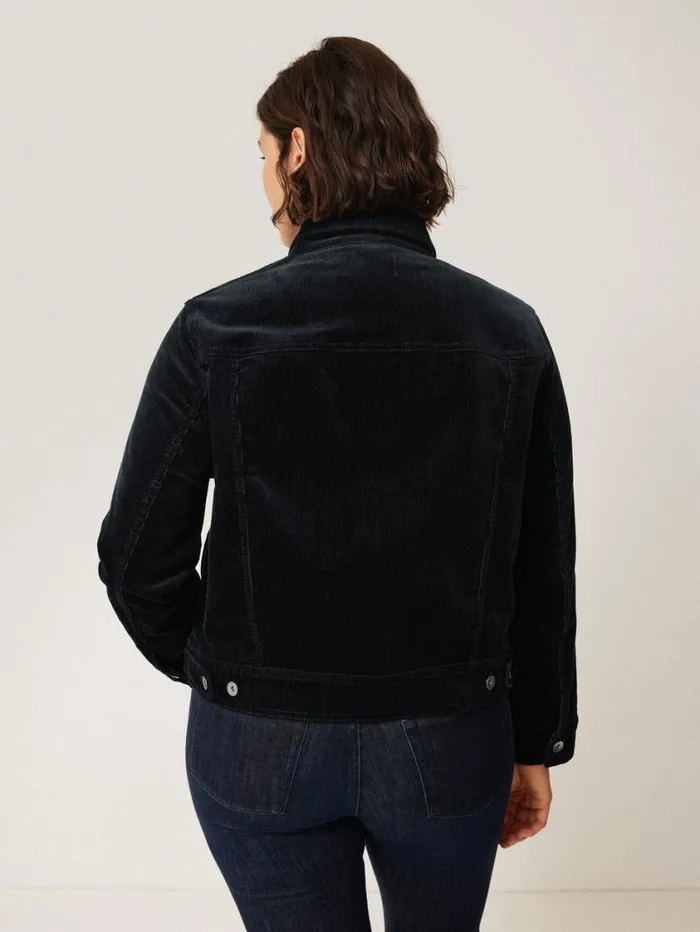 Jigsaw Boxy Cord Trucker Jacket Navy Women Coats and Jackets