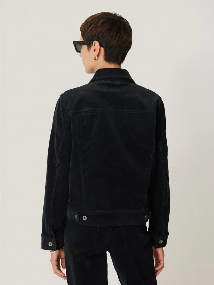 Jigsaw Boxy Cord Trucker Jacket Navy Women Coats and Jackets