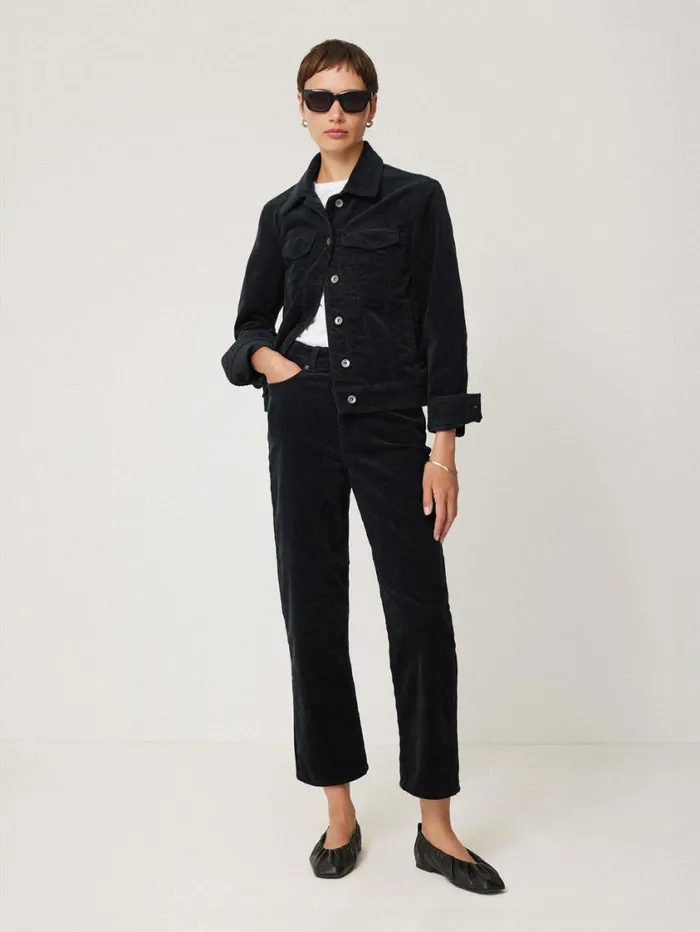 Jigsaw Boxy Cord Trucker Jacket Navy Women Coats and Jackets