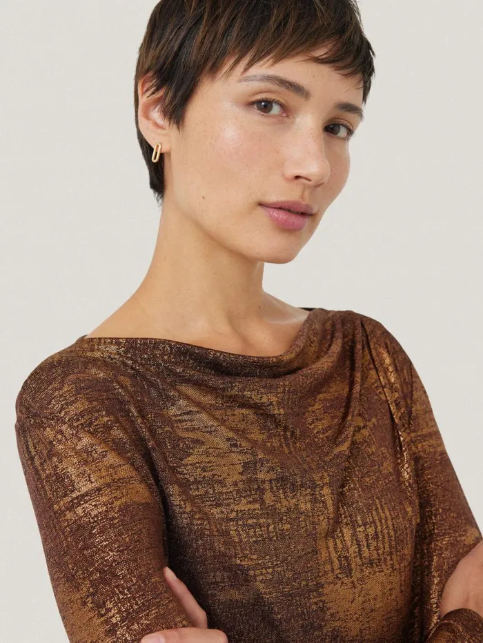 Jigsaw Brushed Bronze Cowl Top Bronze Women Party