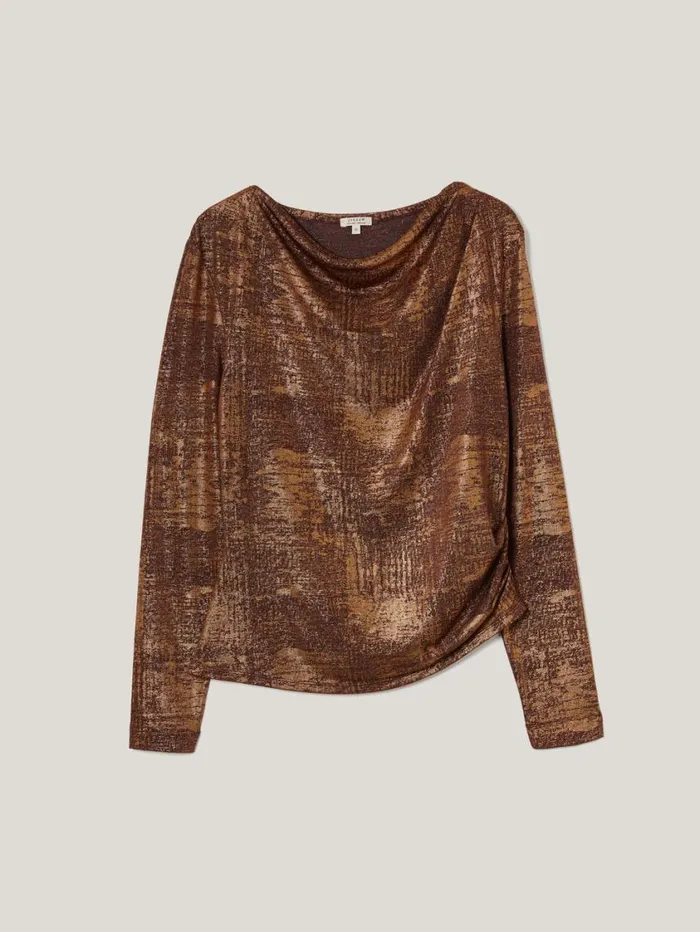 Jigsaw Brushed Bronze Cowl Top Bronze Women Party