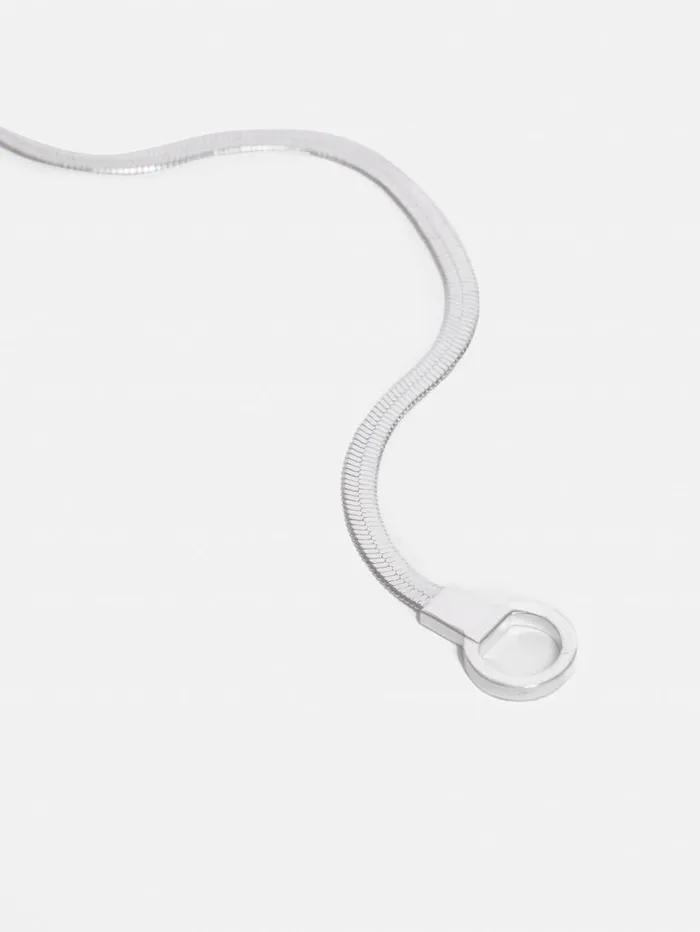 Jigsaw Chunky Snake Chain Necklace Silver Women Jewellery