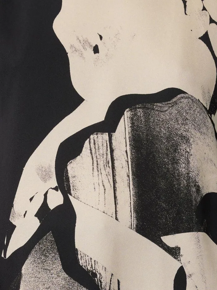 Jigsaw Collage Print Drape Top Monochrome Women Party