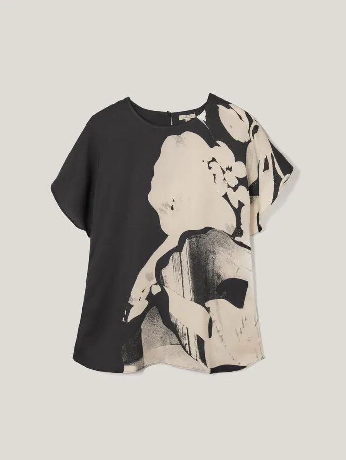 Jigsaw Collage Print Drape Top Monochrome Women Party