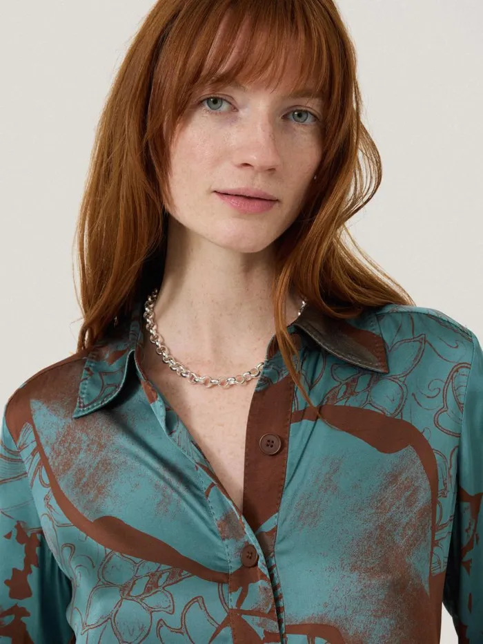 Jigsaw Collage Stitch Detail Shirt Blue Women Shirts and Tops