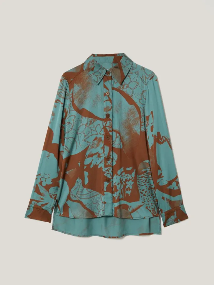 Jigsaw Collage Stitch Detail Shirt Blue Women Shirts and Tops