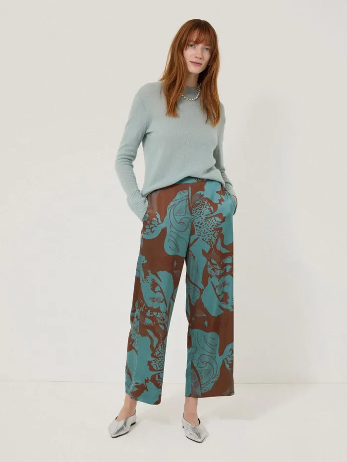 Jigsaw Collage Stitch Detail Trouser Blue Women Trousers