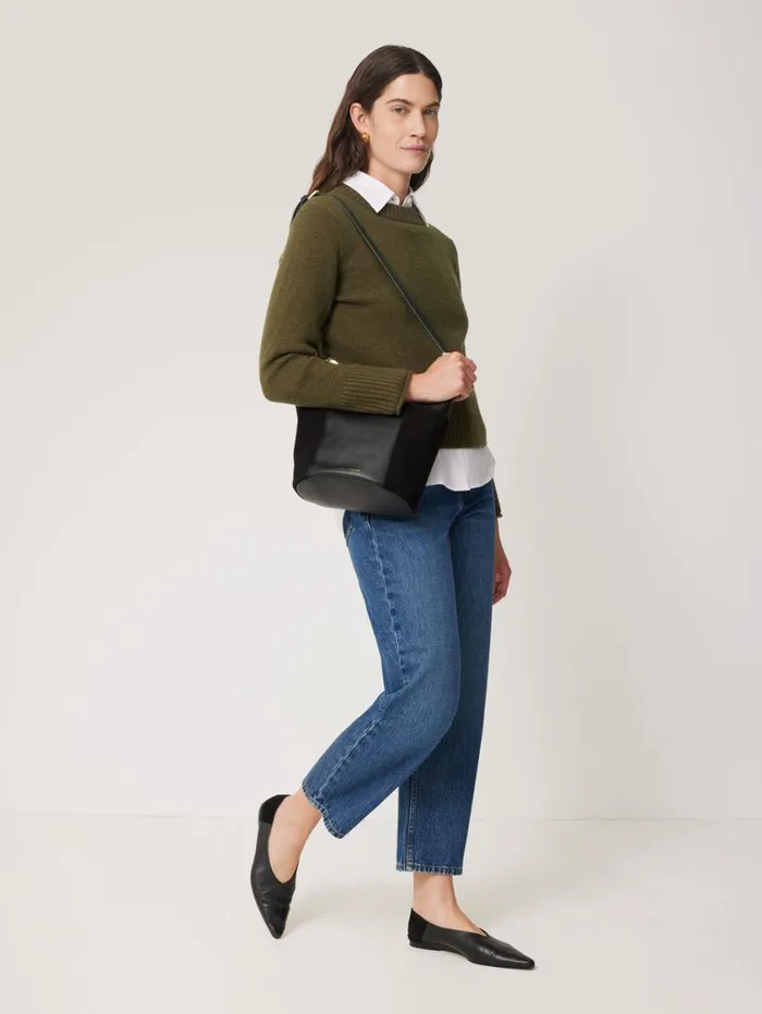 Jigsaw Compact Wool Cashmere Blend Jumper Khaki Women Knitwear and Cashmere