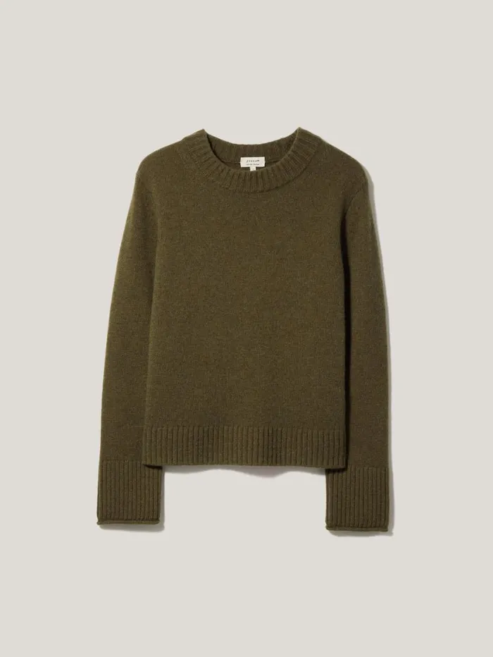 Jigsaw Compact Wool Cashmere Blend Jumper Khaki Women Knitwear and Cashmere