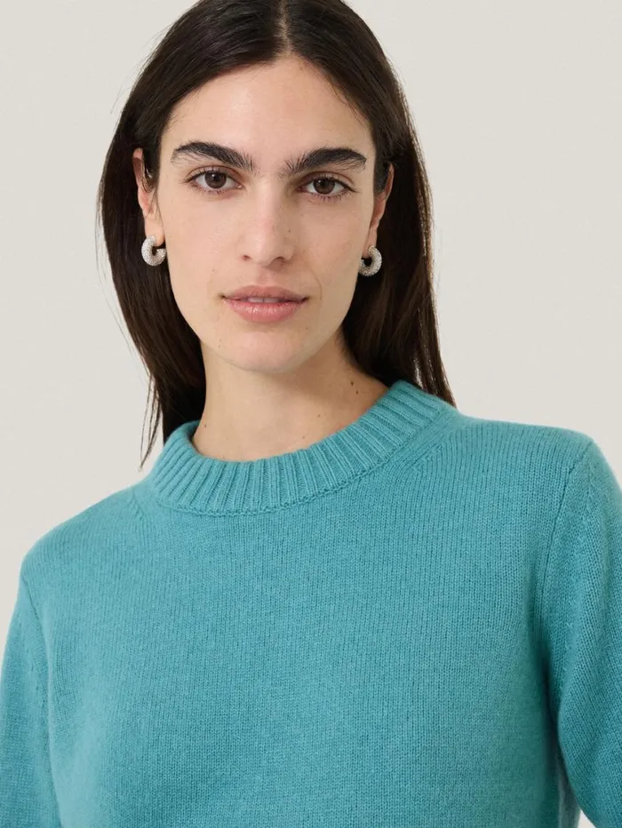 Jigsaw Compact Wool Cashmere Blend Jumper Powder Blue Women Knitwear and Cashmere