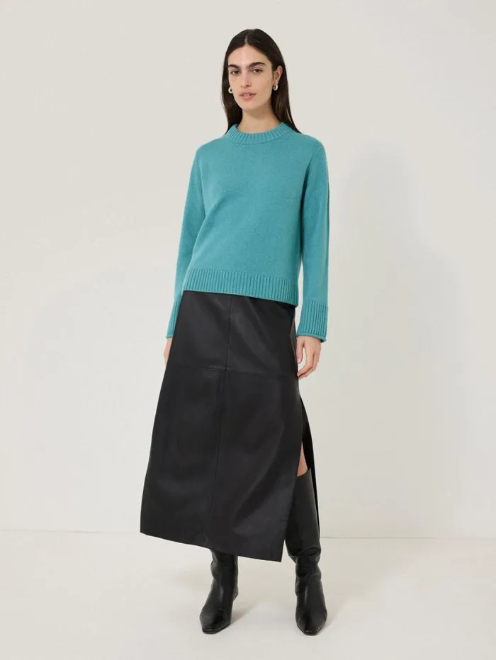 Jigsaw Compact Wool Cashmere Blend Jumper Powder Blue Women Knitwear and Cashmere