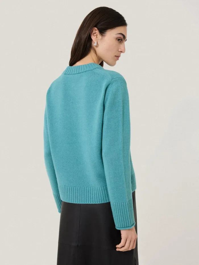Jigsaw Compact Wool Cashmere Blend Jumper Powder Blue Women Knitwear and Cashmere