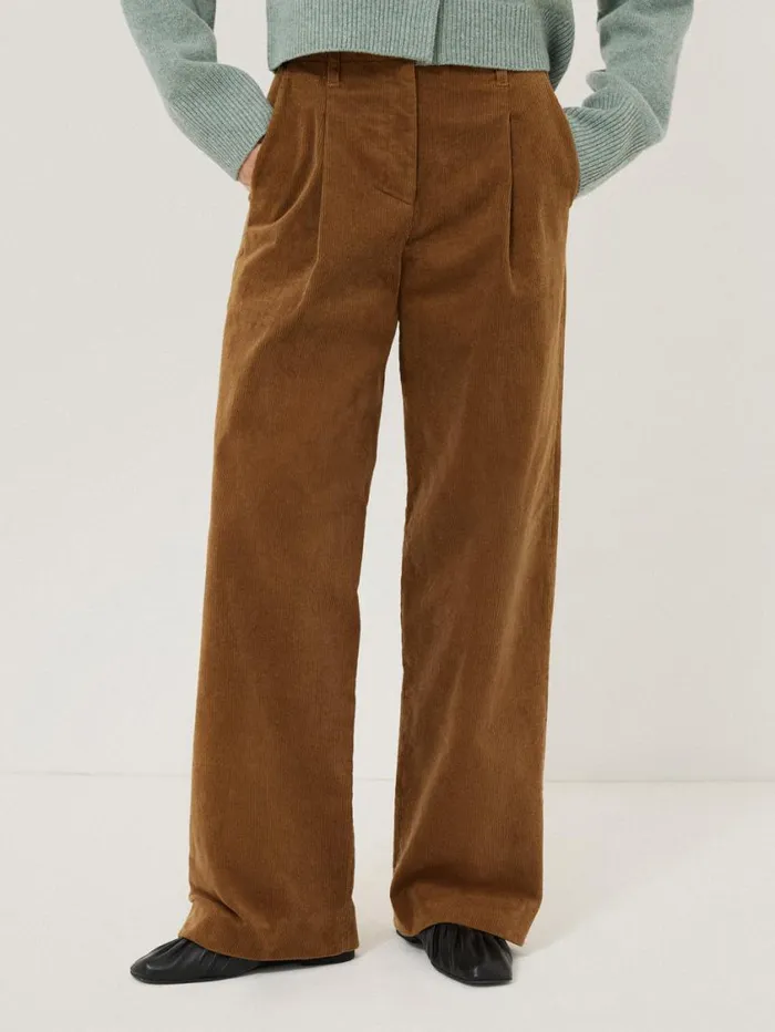 Jigsaw Corduroy Pleat Trouser Brown Women Trousers