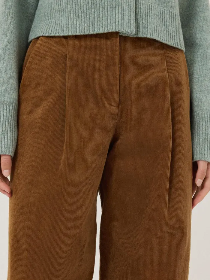 Jigsaw Corduroy Pleat Trouser Brown Women Trousers