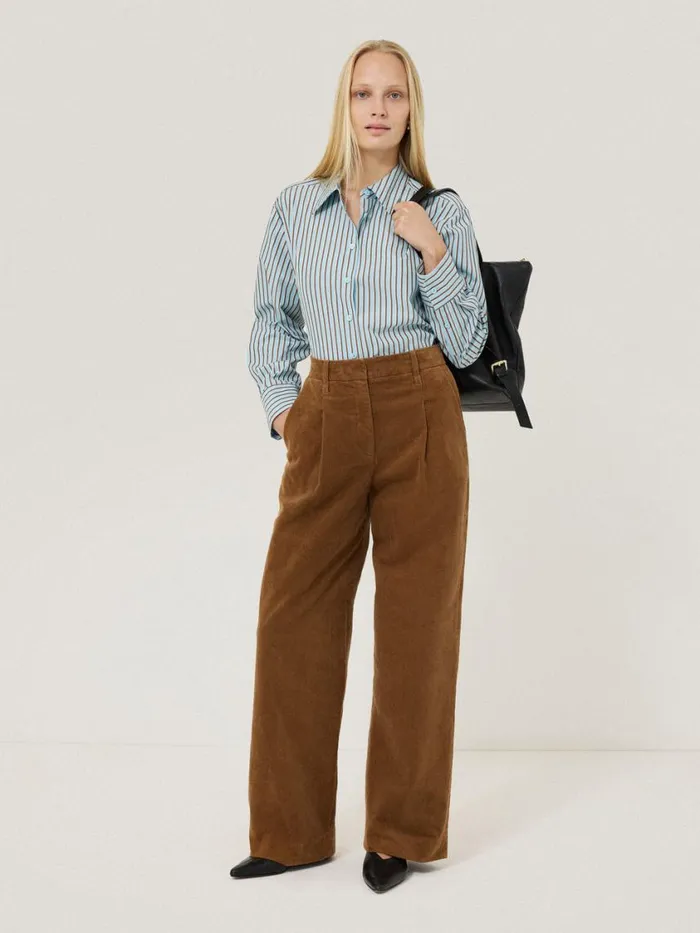Jigsaw Corduroy Pleat Trouser Brown Women Trousers