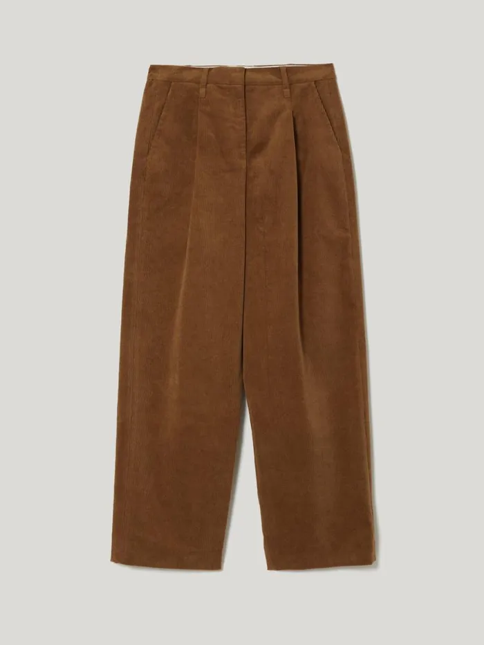 Jigsaw Corduroy Pleat Trouser Brown Women Trousers