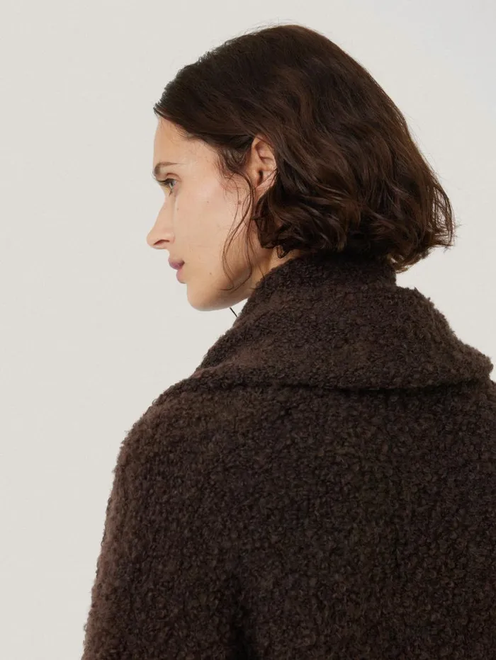 Jigsaw Cosy Boucle Scarf Cardi Brown Women Knitwear and Cashmere