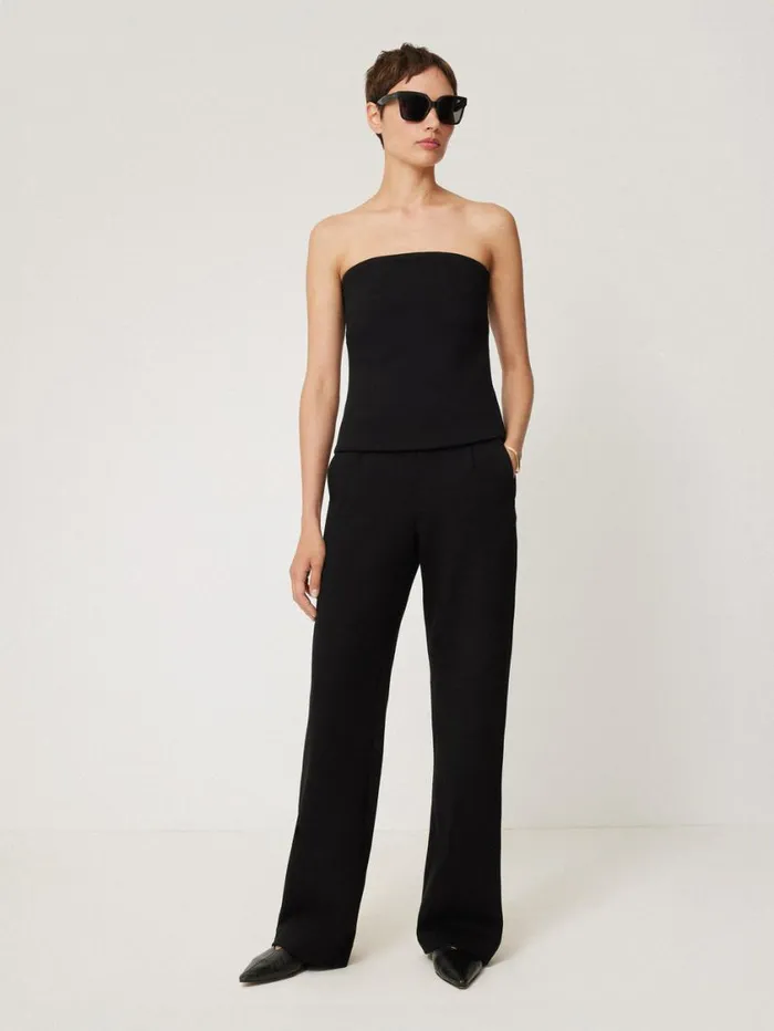 Jigsaw Crepe Ponte Jersey Strapless Top Black Women Party