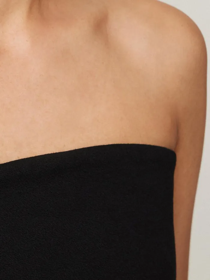 Jigsaw Crepe Ponte Jersey Strapless Top Black Women Party