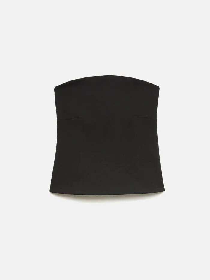 Jigsaw Crepe Ponte Jersey Strapless Top Black Women Party