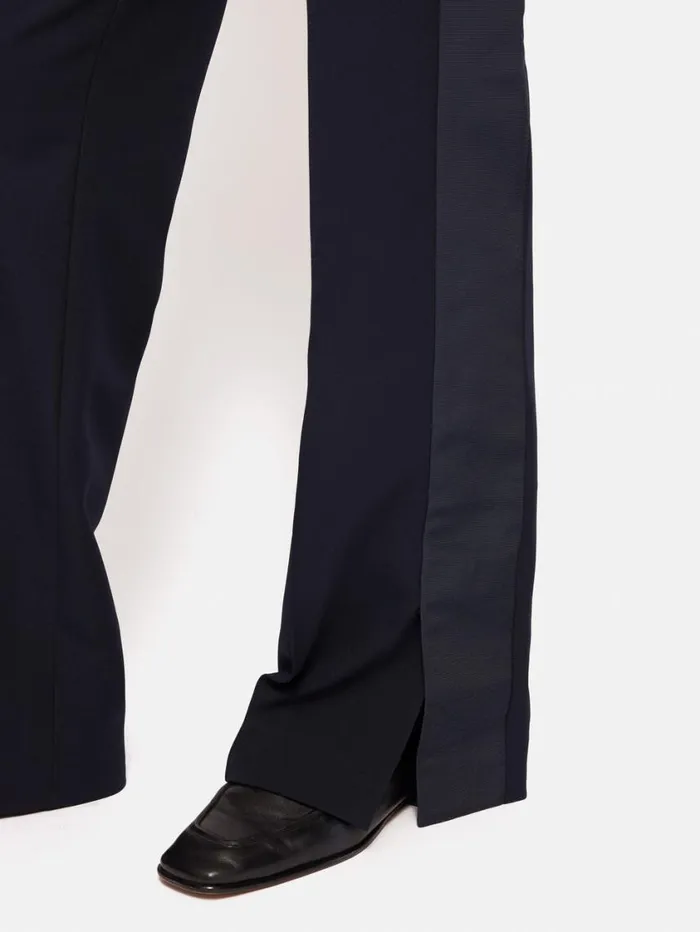 Jigsaw Crepe Split Hem Jogger Navy Women Trousers