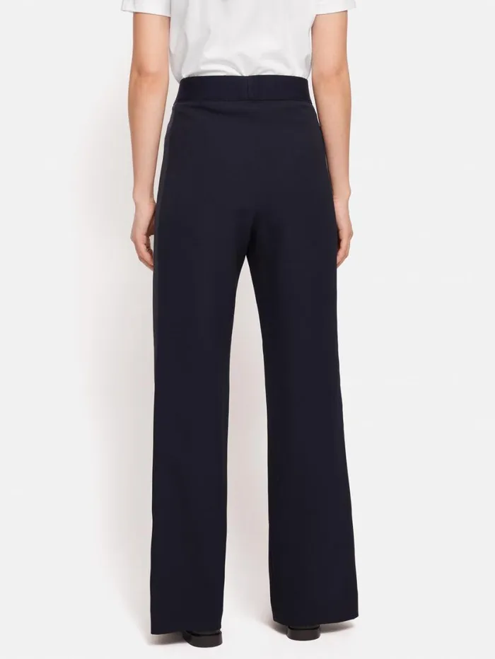 Jigsaw Crepe Split Hem Jogger Navy Women Trousers