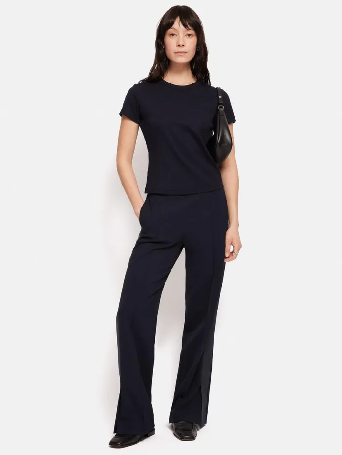 Jigsaw Crepe Split Hem Jogger Navy Women Trousers